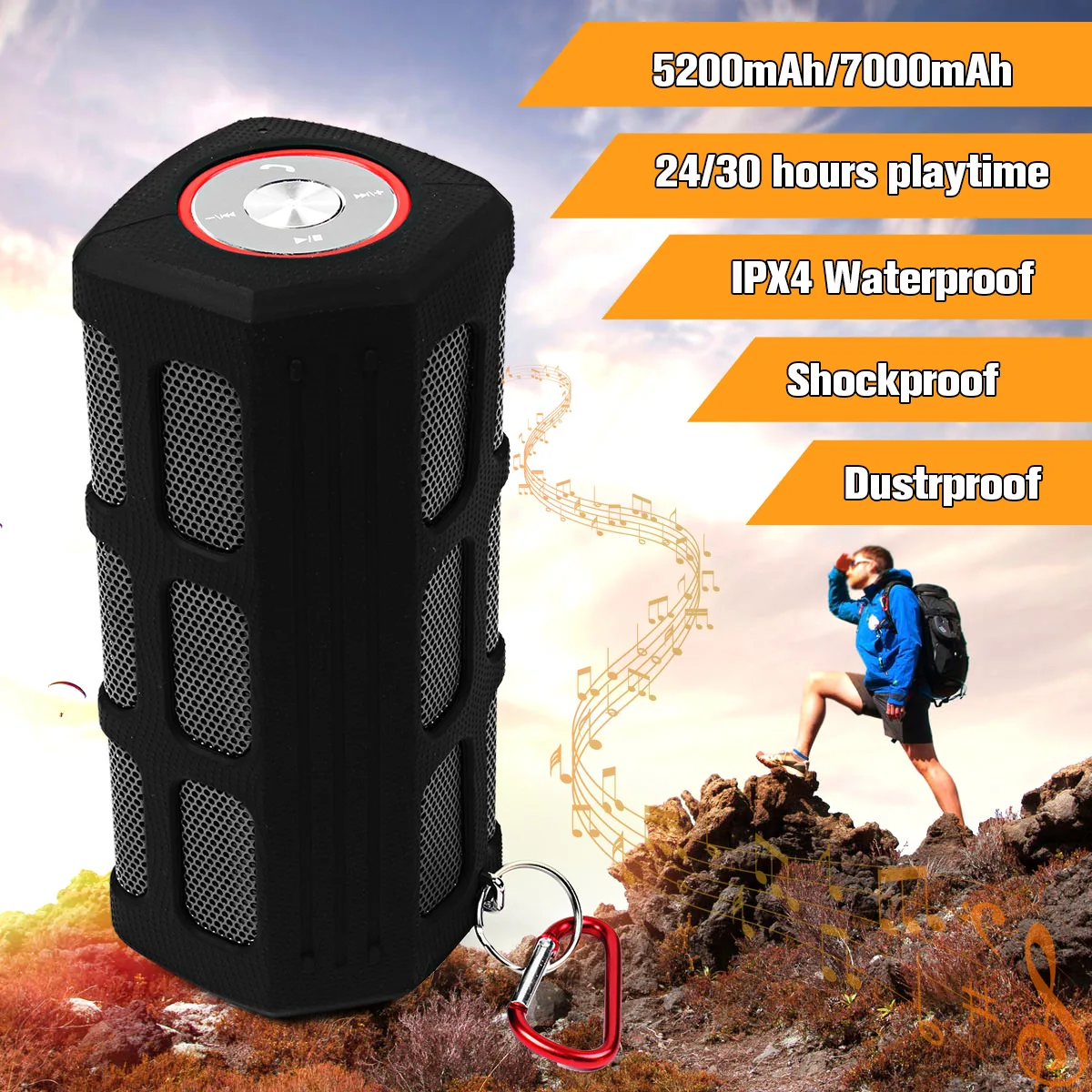 Водонепроницаемая уличная bluetooth-колонка 5200 мАч/7000 мАч Беспроводная портативная