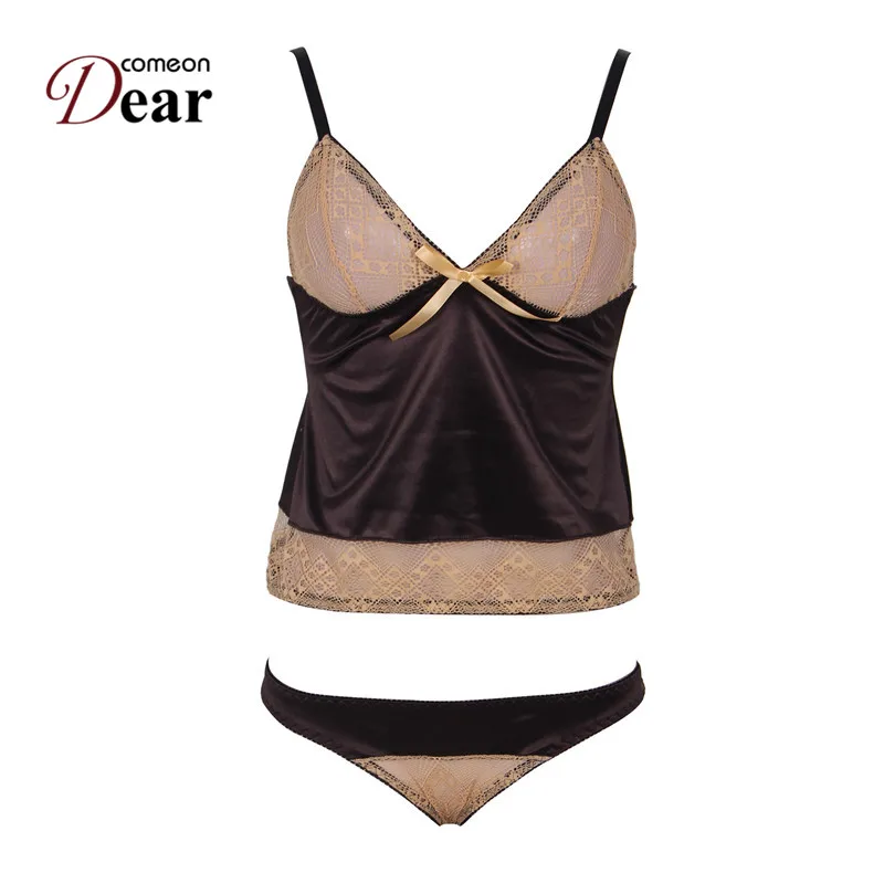 Comeondear Порно Babydoll сексуальное Сетчатое женское белье с низкой талией трусики M XL 3XL 5XL коричневое мягкое Пятнистое Эротическое платье RA80350