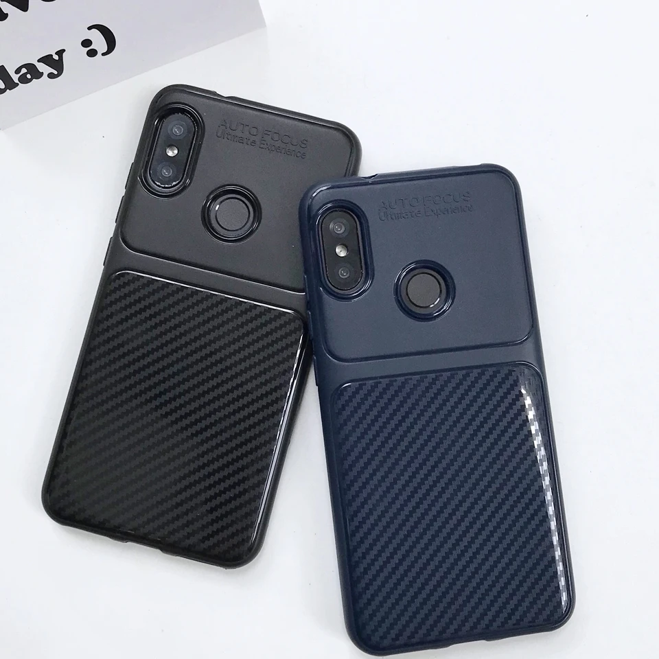 Armor Carbon Fiber Matte Silicone Phone Case For XiaoMi A2 A1 5X 6X Y2 RedMi 6 Pro S2 5A 5 Plus Note 4X Cover TPU Cases Fundas |