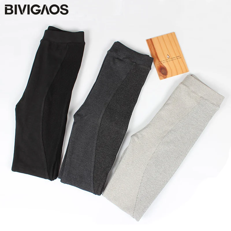 BIVIGAOS новые женские леггинсы Корейская нить хлопок сшивание леггинсы женские леггинсы для тренировки микро давление тонкий карандаш брюки для женщин Спортивные леггинсы