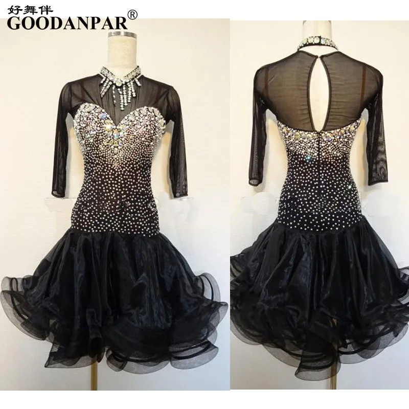 

latin dance dress women 2018 New black Sumba Rumba Competition Dancing Wear Adult High Quality Latin Dress modern dance costume