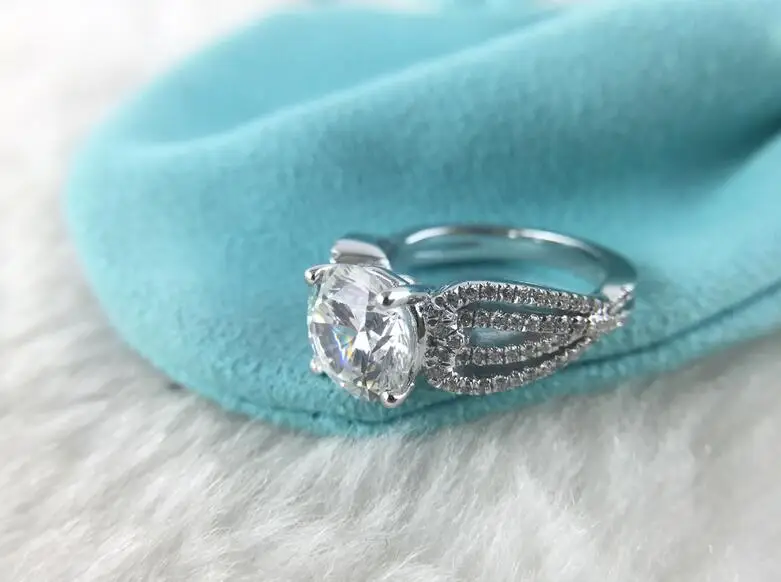 Чистое серебро оригинал 3 карата мужской Диамант 925 кольцо ювелирное изделие для