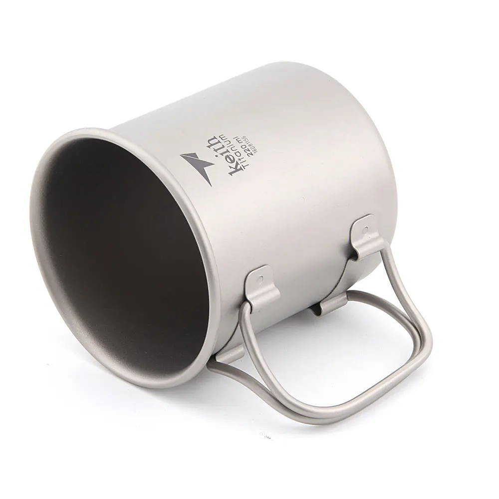 Титановая кружка Keith 220 мл для кофе воды Складная портативная ручка пикника