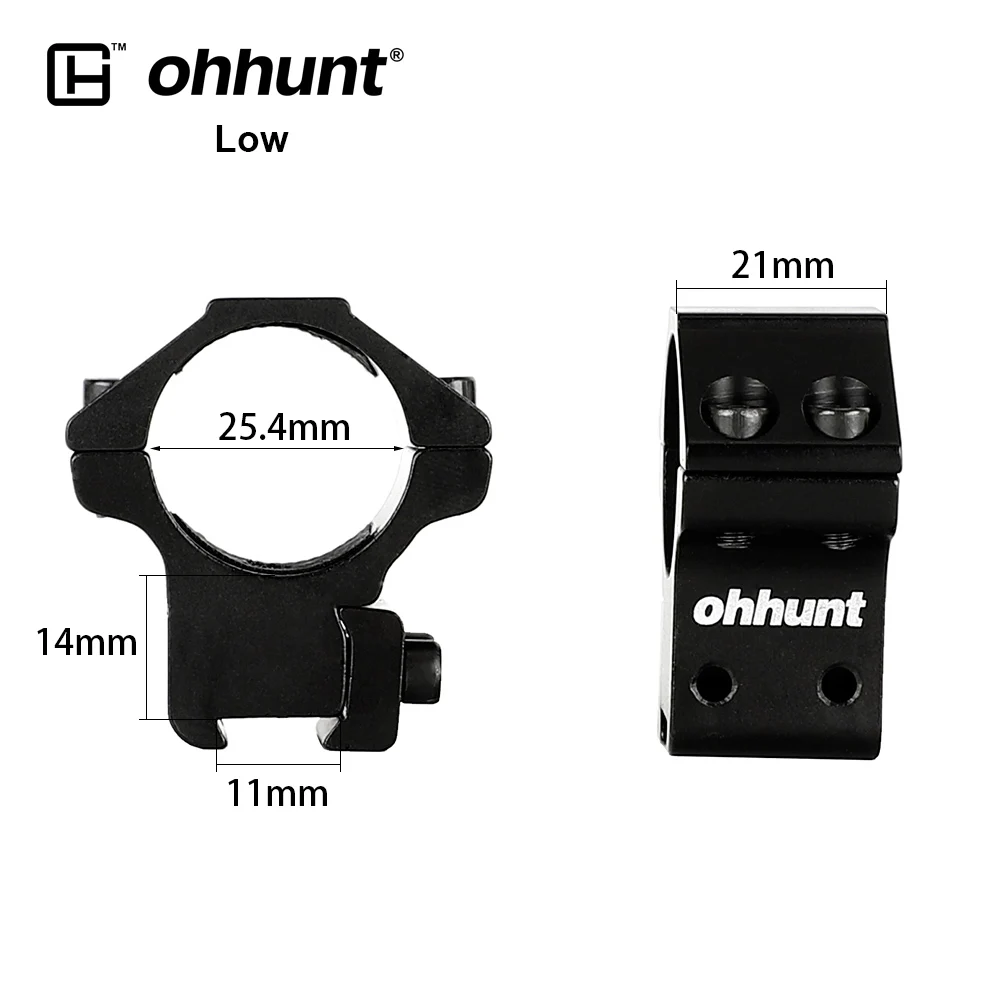 Low Profile Level Ohhunt 2 шт. 1 дюймов тактический прицел кольца 11 мм крепление направляющей «Ласточкин хвост» Высокий Низкий профиль уровень с остановкой для охоты прицел - Цвет: Low Profile Level