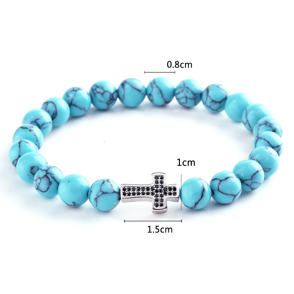 Черный CZ Кристалл Для мужчин женщин браслет Шарм природный зеленый в полоску