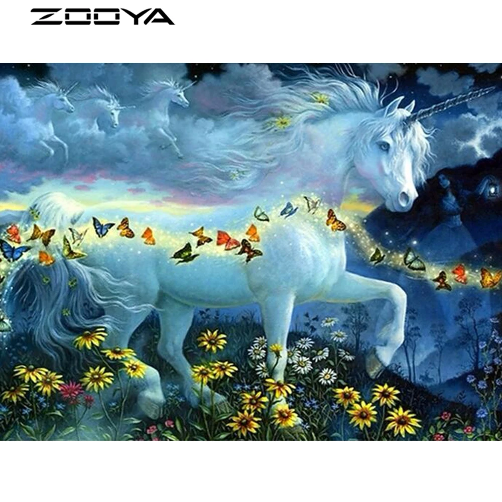 ZOOYA 3D DIY Алмазная вышивка картина крестиком мозаичный Единорог бабочка