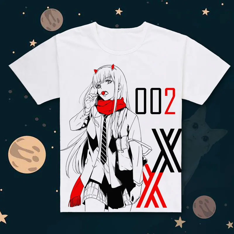 

Unisex Anime Cos DARLING in the FRANXX HIRO ZERO TWO ICHIGO Casual Cotton T-Shirt Tee T Shirt
