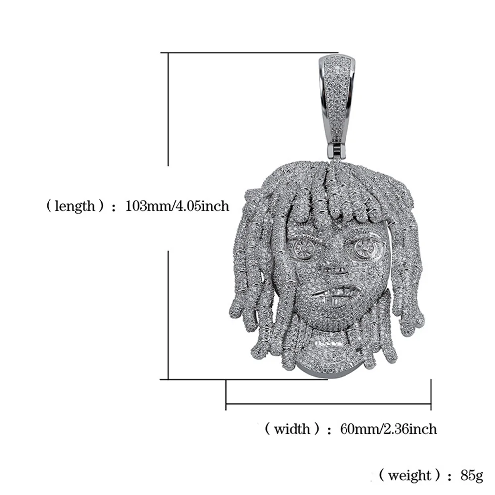 Серебряное микро ожерелье с кулоном из Кубического циркония Lil Pump с 10 мм кубинской цепочкой, Мужская цепочка в стиле хип-хоп, ювелирное изделие, подарок