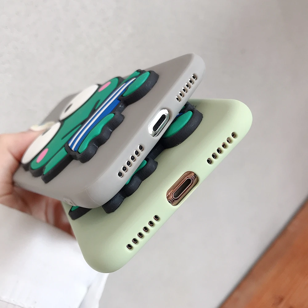 3D милый силиконовый чехол для телефона iPhone 8 твердый цветной каучук задняя крышка
