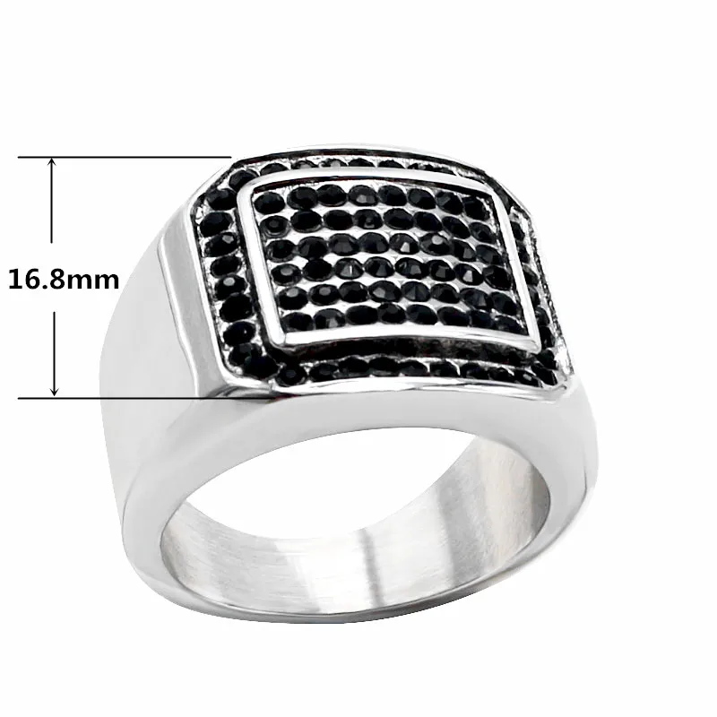 Мужское серебряное кольцо на палец KLDY черное/голубое из нержавеющей стали