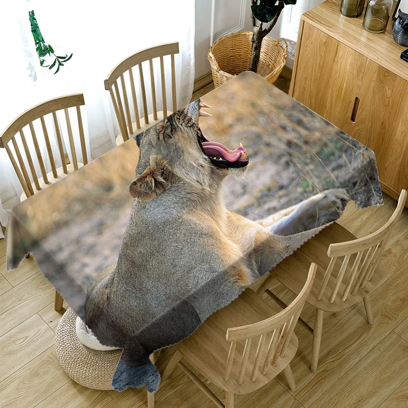 Плотная хлопчатобумажная скатерть с животным рисунком 3d морская черепаха и тигр