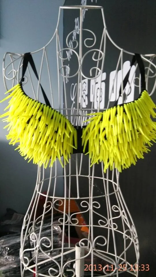 2014 Clothes Labels Clothing Cloth Label New Special One Bar Singer Stage Loaded Ds Costumes Dance Rivet Bra Fluorescence | Дом и сад