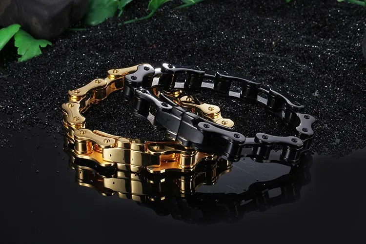 TrustyLan, AliExpress, мужские ювелирные изделия, чистый черный, нержавеющая сталь, браслеты и браслеты, модные, толстые, велосипедные цепи, браслет, мужской подарок