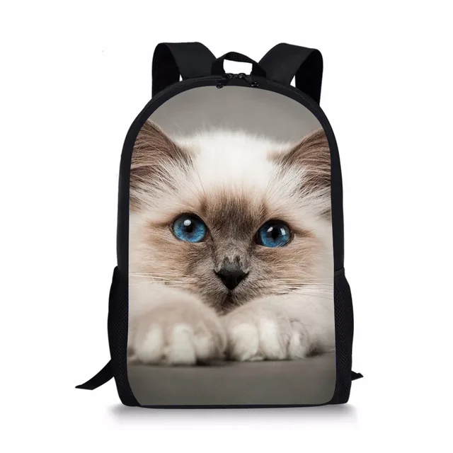As picture ThiKin новые очаровательные школьные сумки с котенком и кошкой для девочек-подростков, рюкзак для студентов, рюкзак кавайный фиолетовый рюкзак Mochila - Цвет: As picture