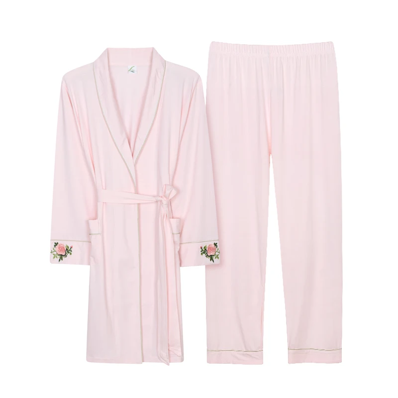 Сезон: весна лето пара пижамные комплекты халат + брюки комплект одежды из 2