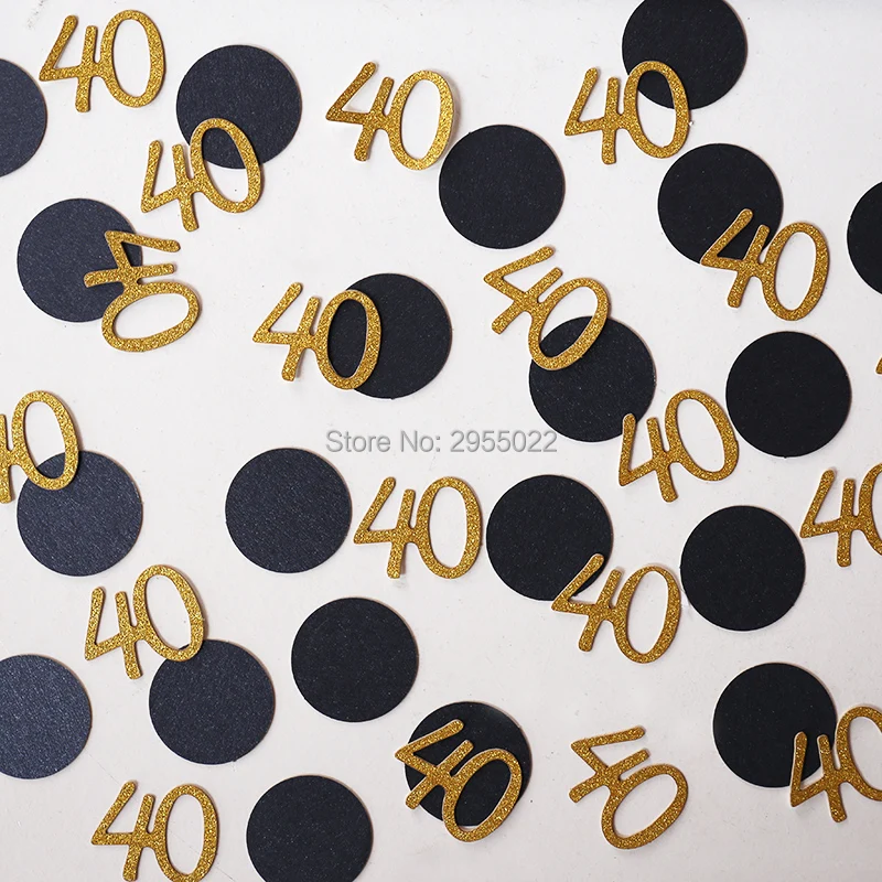 Конфетти на 40 й день рождения декор для вечеринки из черного золота с цифрами