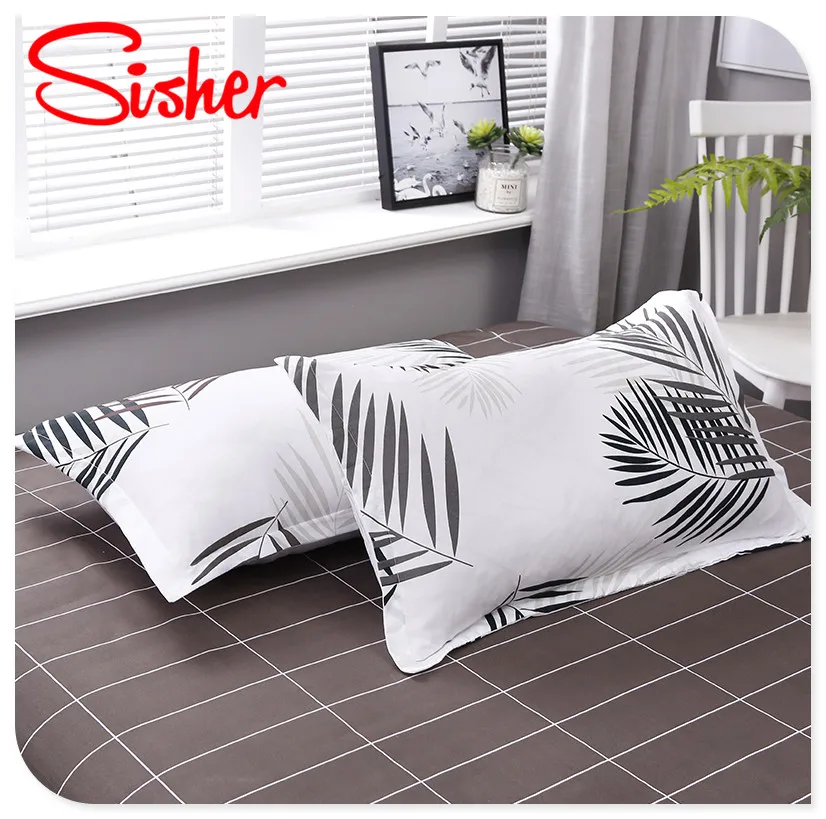 Sisher Pastoral Green Leaf Print Duvet Cover Set Cotton Polyester Adult Comforter Bedding Sets Size Single Double Queen King