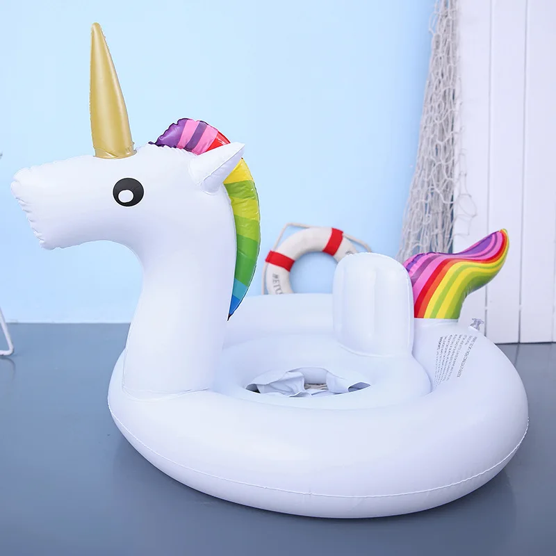 

Rooxin Unicorn Inflatable Infant Pool Float Baby Swimming Ring Swimming Circle with Seat Back Support Anti-rollover Pool Party