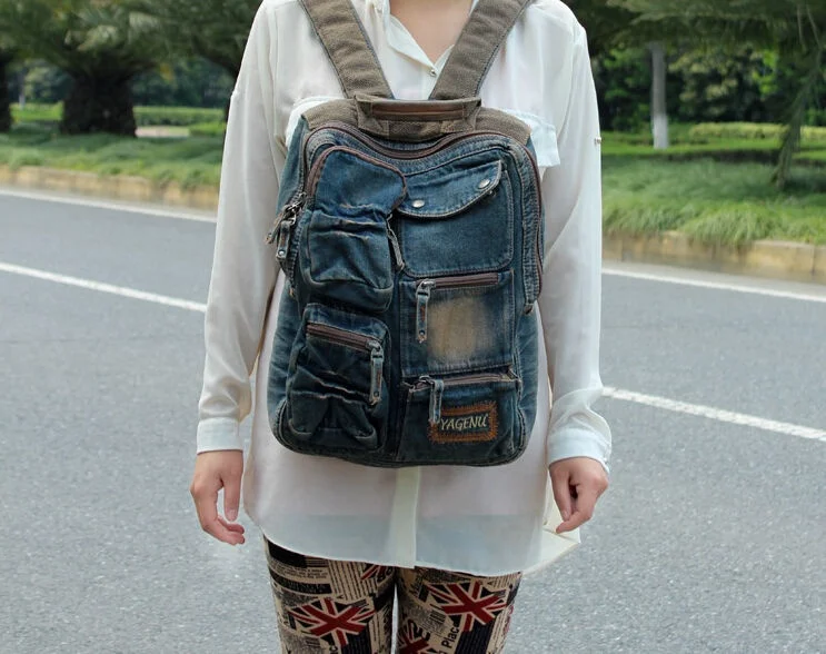 MAYFULL новый высококачественный ретро рюкзак женский джинсовый Повседневный