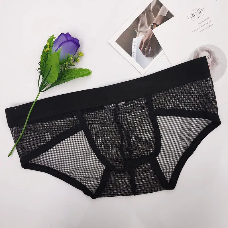 Мужские трусы брифы La MaxPa нижнее белье из спандекса с дышащей сеткой сексуальное