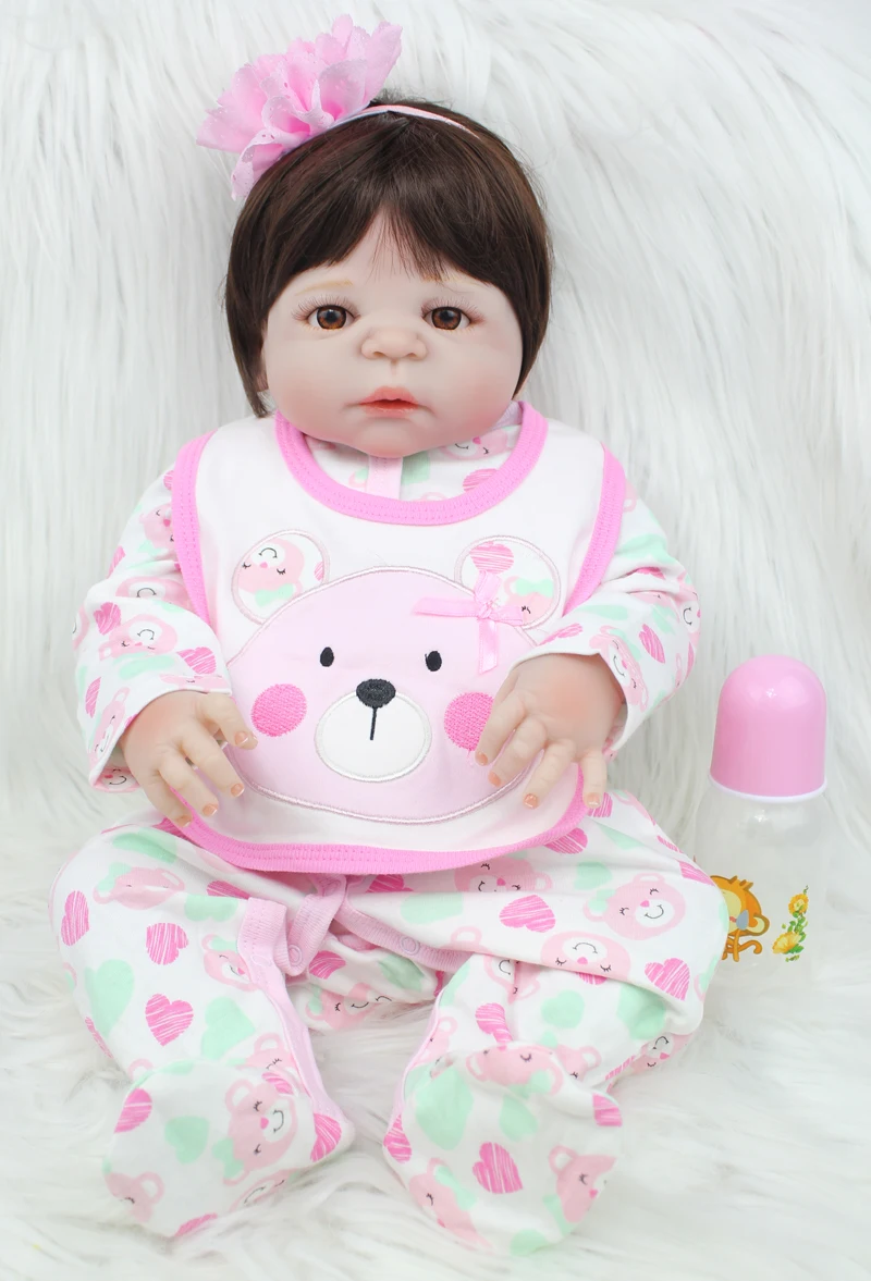 55 см полное Силиконовое боди Reborn Girl Baby Doll Игрушки 22 дюйма новорожденная принцесса