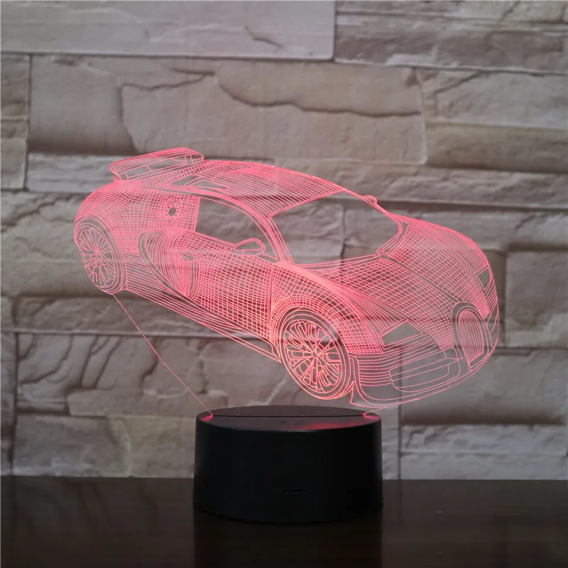 Новинка 2019 3D светильник настольная лампа Luminaria крутой гоночный автомобиль