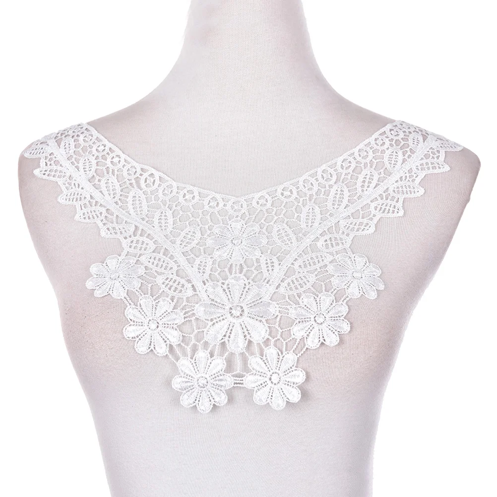 1 шт. 100% полиэстер белый цветочный кружевной воротник тканевый отделка DIY вышивка
