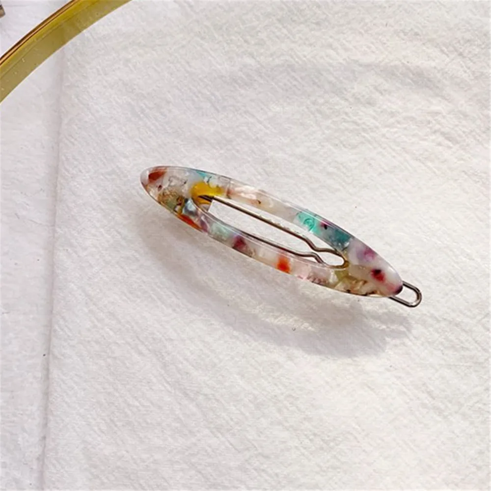 multicolor 1 шт. корейские винтажные уксусная кислота Акриловые зажимы для волос геометрические полые овальные мраморные шпильки аксессуары для волос для женщин - Цвет: multicolor