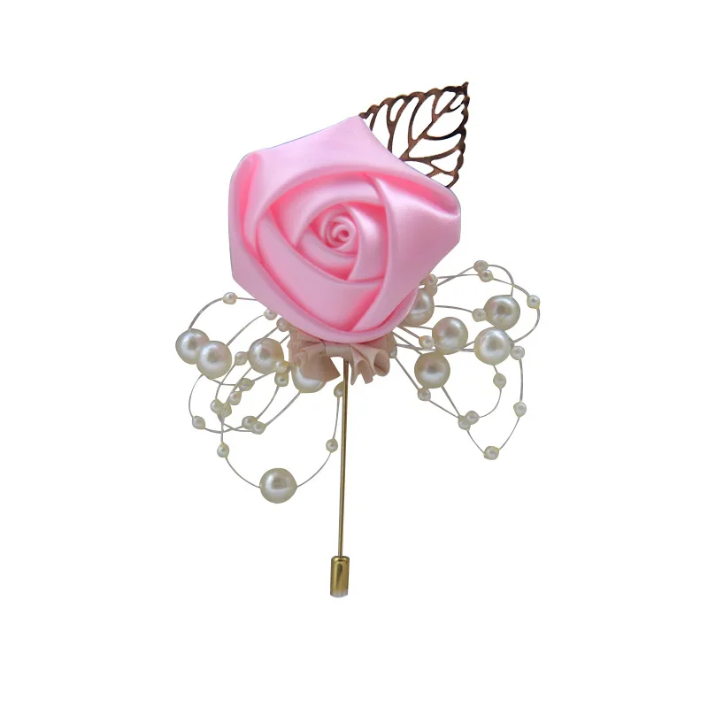 Wedding Brooch Prom Corsage Ceremony Flower Brooch Wedding Groom Groomsmen Buttonhole Flowers Boutonniere Pearl Brooch Pins Gift