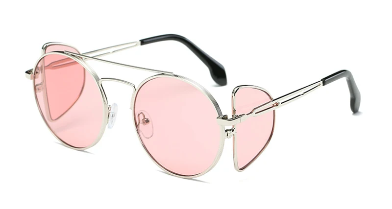 Gold w pink LEIDISEN, стимпанк Солнцезащитные очки, для женщин и мужчин, Ретро стиль, круглые солнцезащитные очки, UV400, солнцезащитные очки для женщин, яркие очки Oculos - Цвет линз: Gold w pink