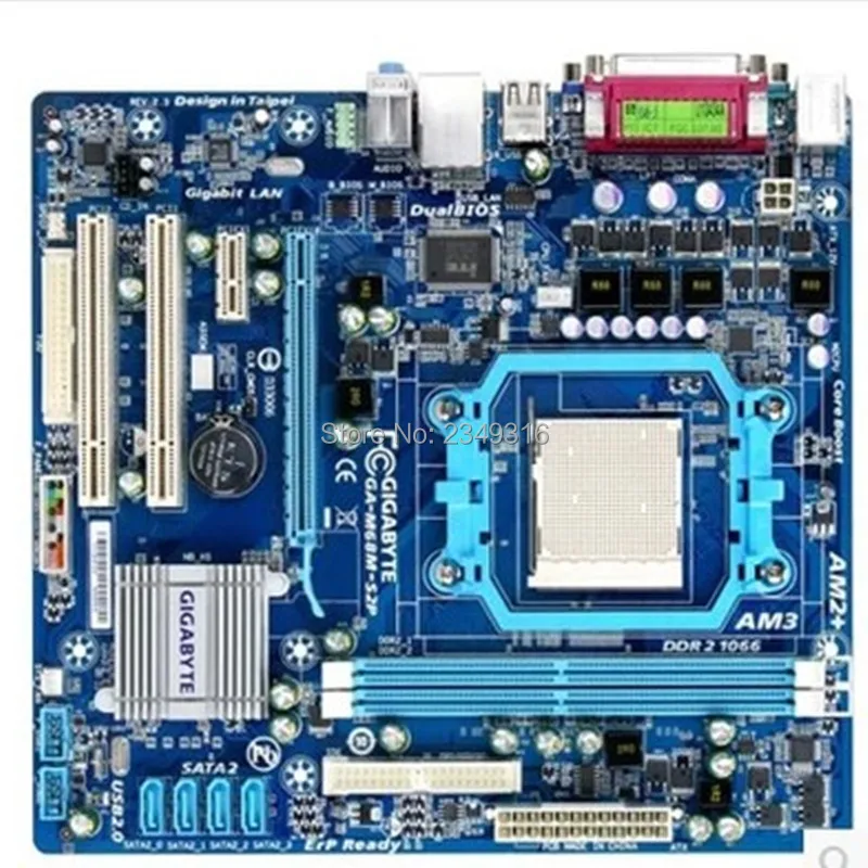 Оригинальная Материнская плата Gigabyte GA-M68M-S2P DDR2 Socket AM2 AM3 M68M-S2P десктопная
