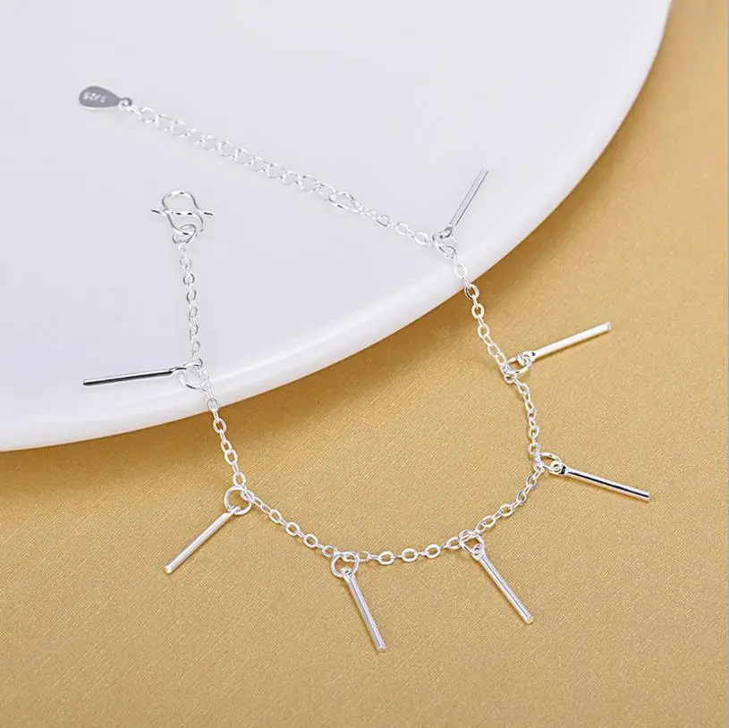Everoyal Charm Long Tube Silver Anklets For Women Jewelry Fashion Lady 925 Bracelets Girl Accessories Lover Gift | Украшения и
