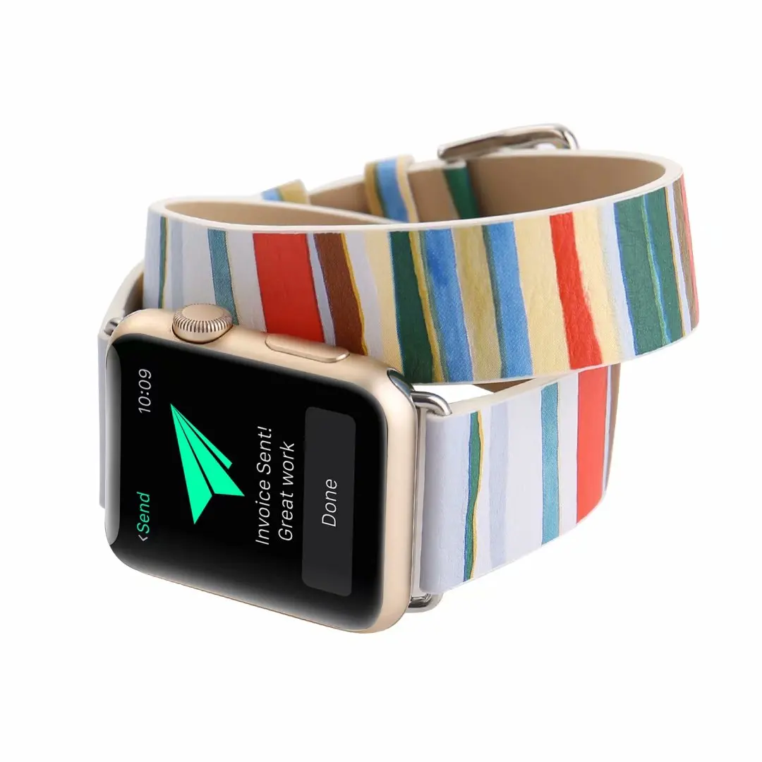 Ремешок из натуральной кожи с двойным круговым браслетом Для Apple watch band 4 44/40 мм цветной ремешок для iwatch series 3/2/1 42/38 мм