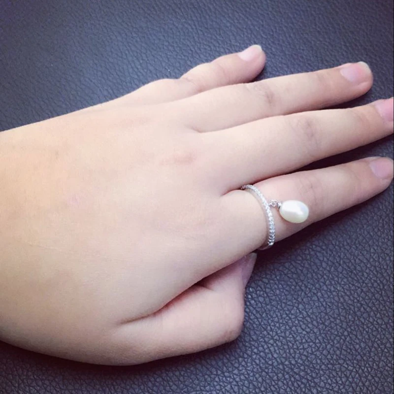 

100% Natural pearl rings wedding adjustable Fashion ring pearl,925 silver pearl ring for women birthday gift,pearl rings jewelry