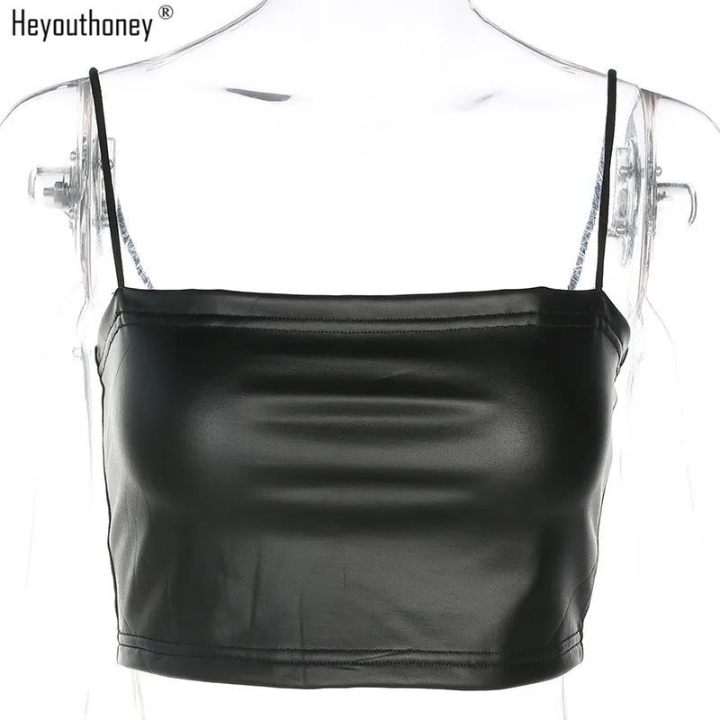 Heyouthoney 2018 горячая Распродажа из эластичной кожи женщин короткие майки Sexy