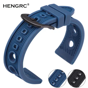Imported Rubber Silicone Watch Band Strap Black Blue Soft Sports Diving Watchbands Bracelet Silver Black Buck