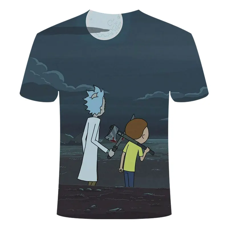 Rick and Morty/Новая забавная футболка с аниме, Мужская 3D футболка, Летняя короткая футболка, мужские топы с круглым вырезом, крутые аниме, с изображением неба
