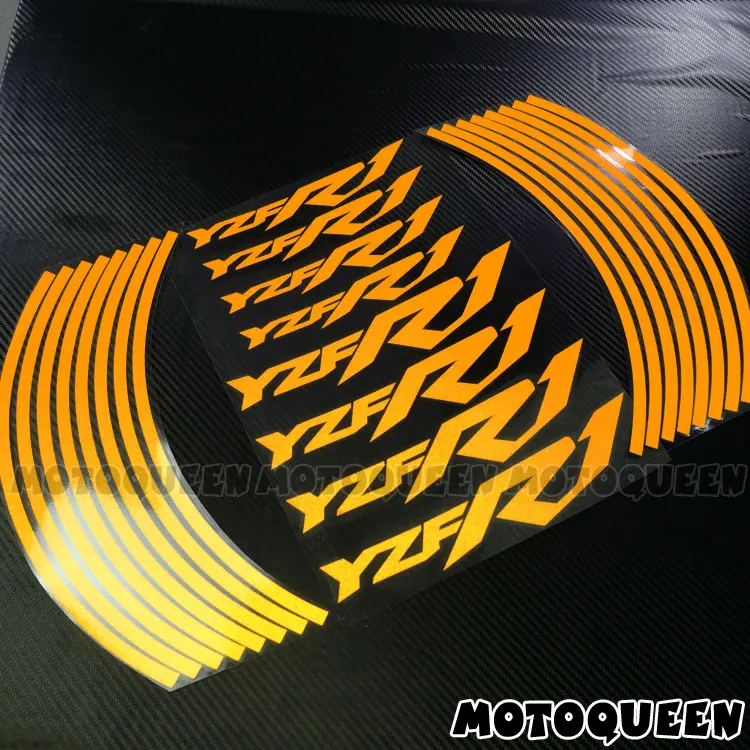 R1 Reflective Yellow 16 шт. полоски 8 X пользовательские наклейки для обода колеса мотоцикла светоотражающие наклейки полосы мотоцикл велосипед для YAMAHA YZF R1 R3 R6 YZFR1 - Цвет: R1 Reflective Yellow