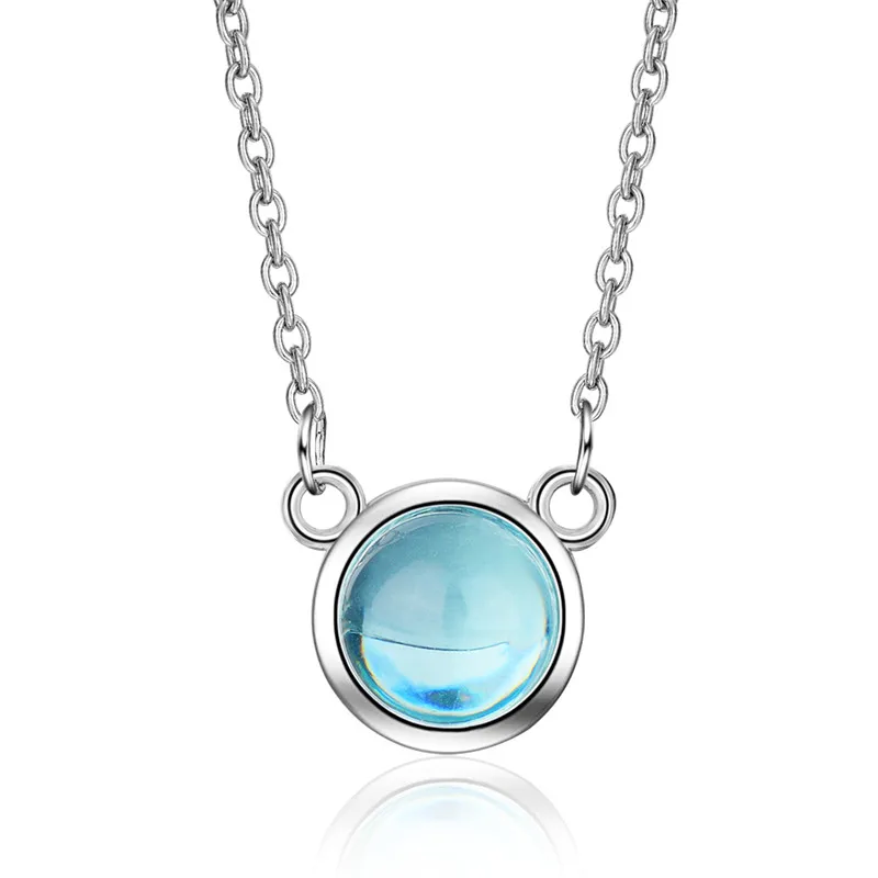 

New Fashion Silver Plated Necklace For Women Party Accessories Trendy Crystal Blue Female Pendants Necklace Lady Bijou
