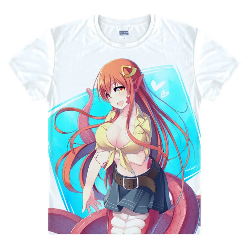 Coolprint Футболка с изображением в стиле аниме монстрами футболки Musume мульти стиль