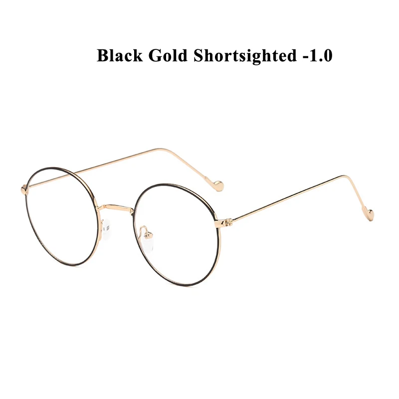 B gold myopia 1.0 Zilead, металлические круглые очки для близорукости, для женщин и мужчин, сверхлегкие, по рецепту, близорукие очки, очки унисекс - Цвет оправы: B gold myopia 1.0