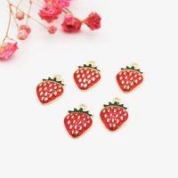 20pcspack lovely fruit strawberry enamel pendants charms 1016mm craft diy jewelry findings accessories handmade