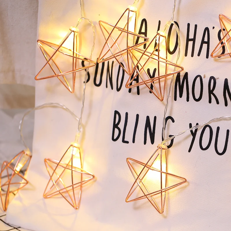 Retro Geometric Rose Star Wedding String Light Christmas LED Festoon Led Home Party Garden Garland On The Window | Лампы и освещение