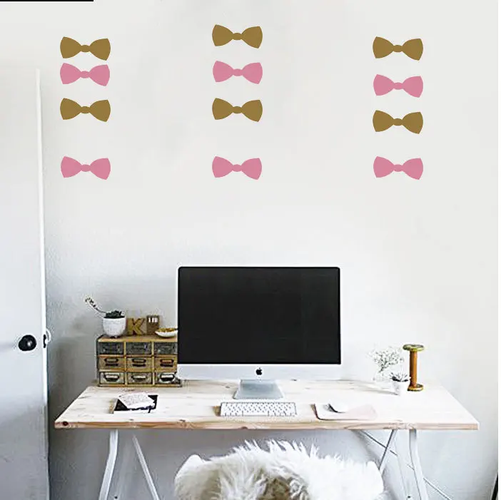 Прекрасный маленький лук стены Стикеры девочек вечерние Украшение галстук