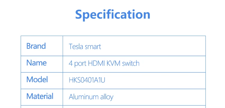 Tesla Smart HDMI 4 K Ultra HD 4 Input 1 Output HDMI KVM Switch KVM переключатель 3840x2160@ 60 Гц 4:4:4 поддерживает USB 2,0 устройство управления до 4 компьютеров