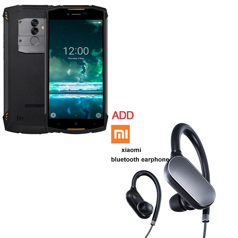 ORAnge add earphon DOOGEE S55 5.5 inch 18:9 IP68 waterproof Smartphone MTK6750T 5500mAh 4GB 64GB 13.0 MP Mobile phone Android 8.0 BAK battery - Цвет: ORAnge add earphon