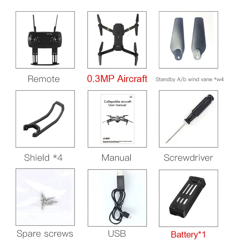 0.3MP x 1 Battery Eachine E58 wifi FPV 2MP широкоугольная HD камера с высоким режимом удержания складной Мультикоптер RTF VS VISUO XS809HW E52 E56 - Цвет: 0.3MP x 1 Battery