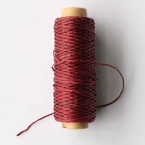 QJH прочный 1 мм 150D кожаный вощеный шнур для DIY инструмент для рукоделия ручная строчка 50 метров плоская Вощеная швейная линия - Цвет: Бургундия