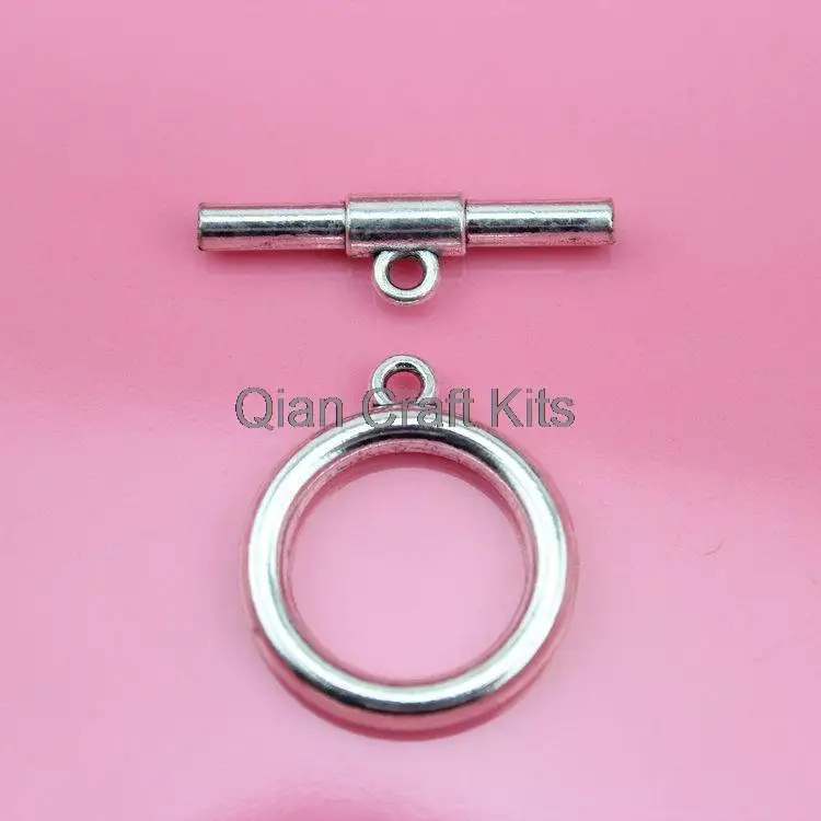 

50 Sets big round plain Toggle Clasp antique silver zinc alloy lead and nickle free 23mm circle