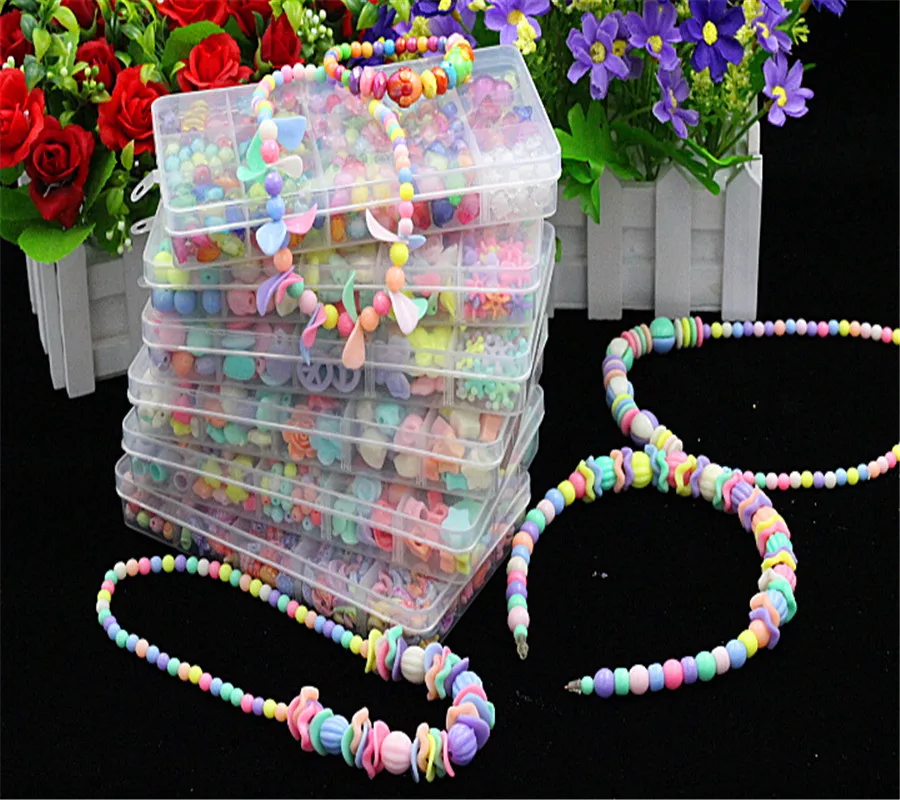 24 слота акриловые бусины DIY игрушки для детей Кристалл бисерная шнуровка игрушка-браслет подарок для девочек развевающееся ожерелье обучающая развивающая игрушка